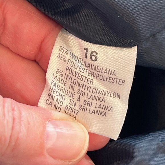 SK & Company Vintage Navy Blue and White Wool Houndstooth Blazer Jacket Size 16 - Picture 7 of 7